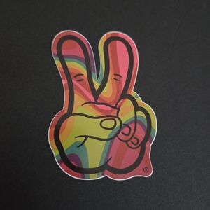 Dutch Bros Rainbow Peace Sign Vinyl Sticker - Multicolor